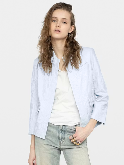 Veryn Crinkled Leather Blazer