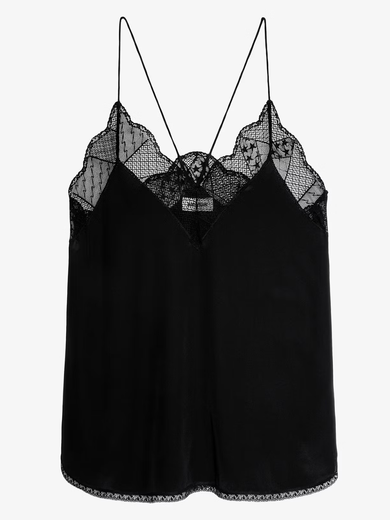 Silk Christy Lace Camisole in Black