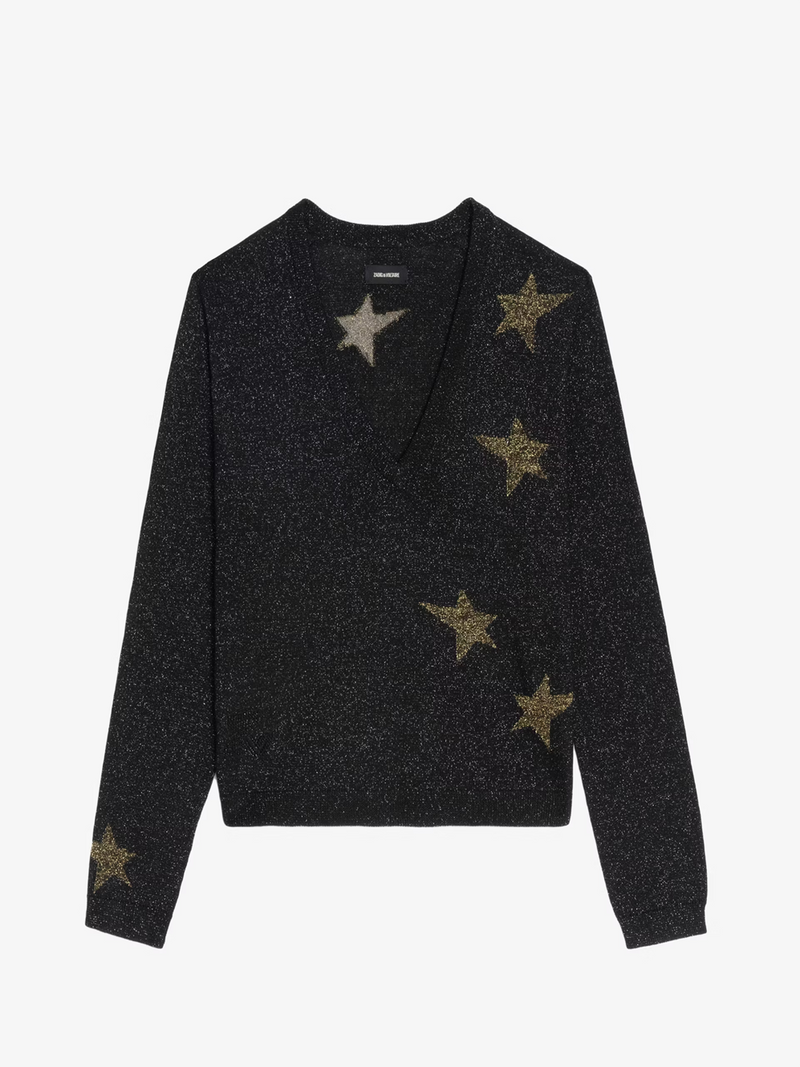 Rivy Stars Metallic Wool Blend Sweater