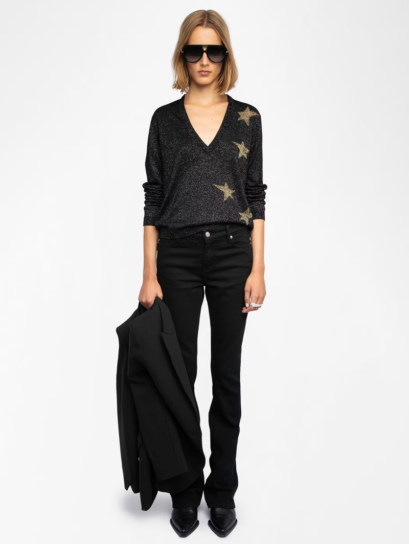 Rivy Stars Metallic Wool Blend Sweater