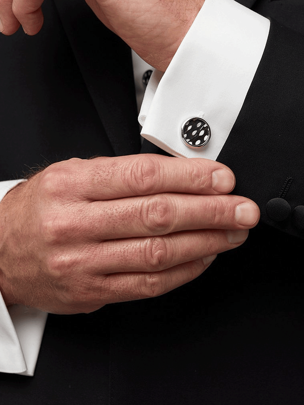 Bear Feather Rhodium Cufflink Set