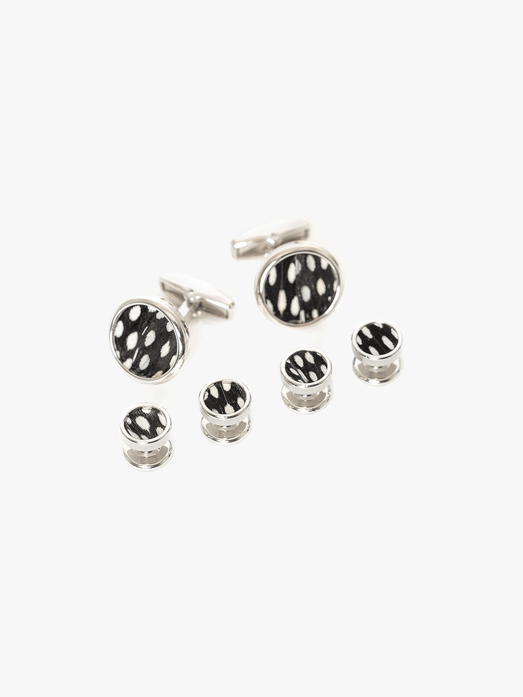 Bear Feather Rhodium Cufflink Set