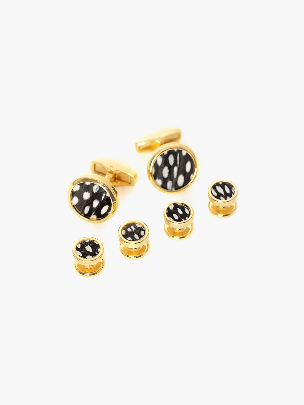 Bear Feather Gold Cufflink Stud Set