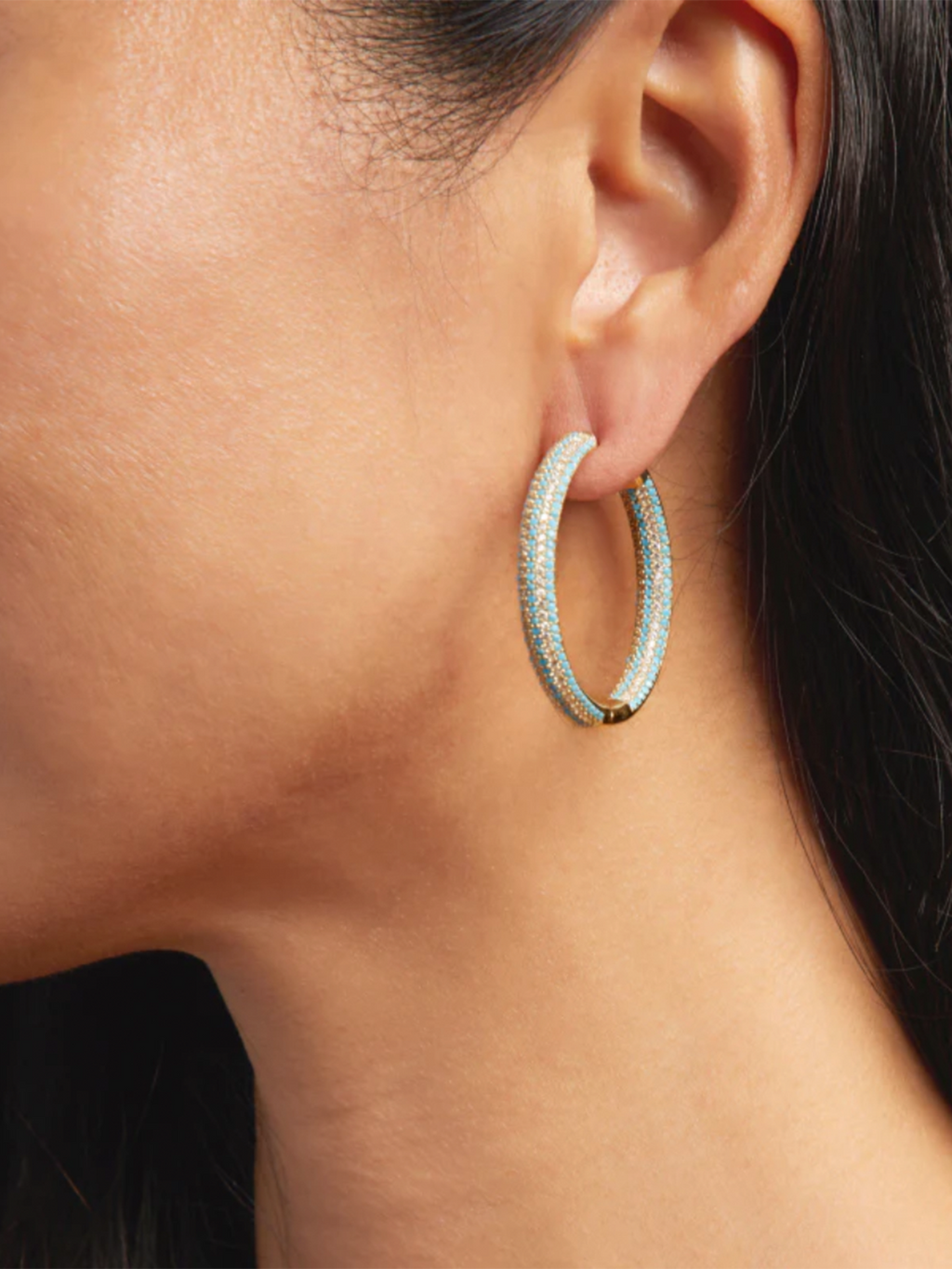Tire Earring in 14k Gold Vermeil/Turquoise/White